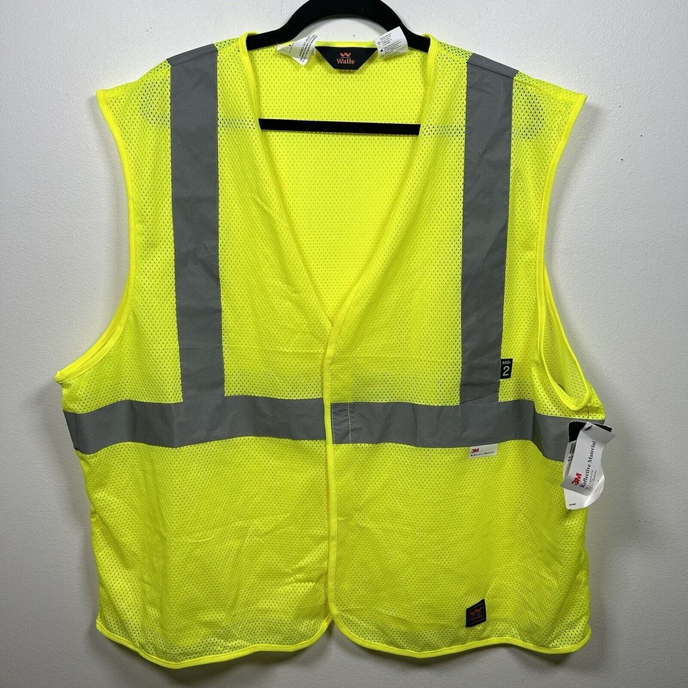 Walls Mens Yellow High Visibility Reflective Safety Vest Size XL NEW